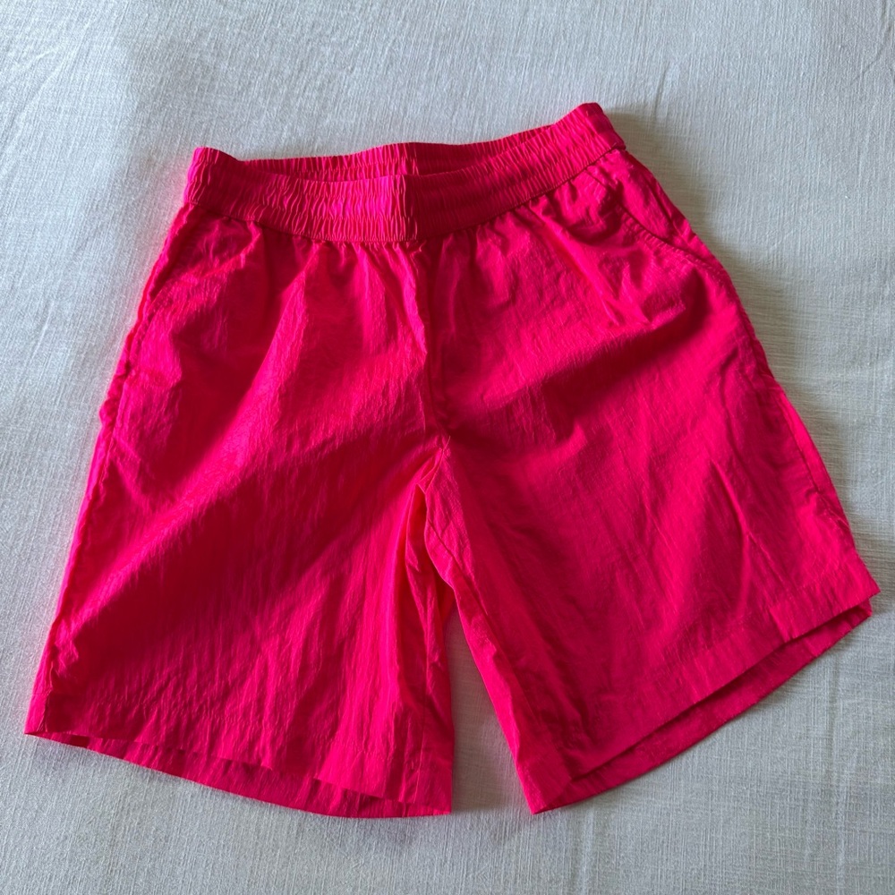 Future Collective Alani Noelle High-Rise Pink Nylon Shorts - Small